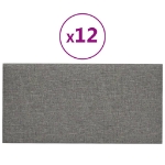 Pannelli Murali 12 pz Grigio Chiaro 30x15 cm Tessuto 0,54 m²