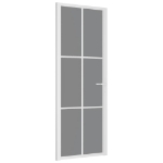 Porta Interna 76x201,5 cm Bianca in Vetro ESG e Alluminio