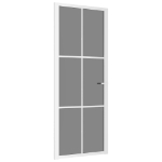 Porta Interna 83x201,5 cm Bianca in Vetro ESG e Alluminio