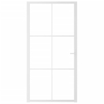 Porta Interna 102,5x201,5 cm Bianca in Vetro ESG e Alluminio