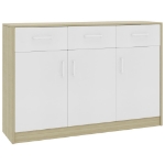 Credenza Bianco e Rovere Sonoma 110x30x75 cm in Truciolato