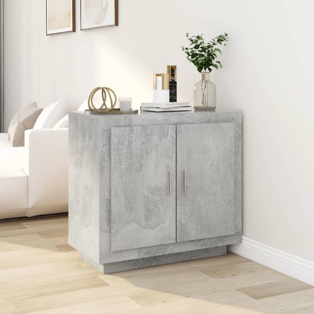 Credenza Grigio Cemento 80x40x75 cm in Legno Compensato