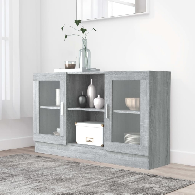 Mobile Vetrina Grigio Sonoma 120x30,5x70 cm Legno Multistrato