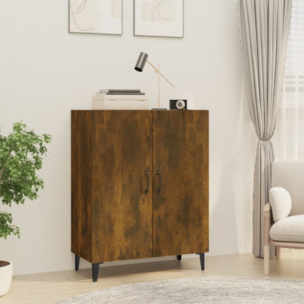 Credenza Rovere Fumo 70x34x90 cm in Legno Multistrato