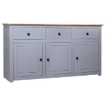 Credenza Grigia 135x40x80 cm in Legno Massello di Pino Panama