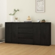 Credenze 3 pz in Legno Massello di Pino Nero