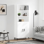 Credenza Bianco Lucido 69,5x34x180 cm in Legno Multistrato