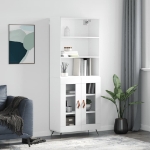 Credenza Bianco Lucido 69,5x34x180 cm in Legno Multistrato