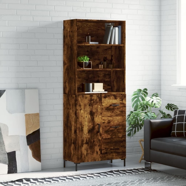 Credenza Rovere Fumo  69,5x34x180 cm in Legno Multistrato