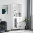 Credenza Bianco Lucido 69,5x34x180 cm in Legno Multistrato