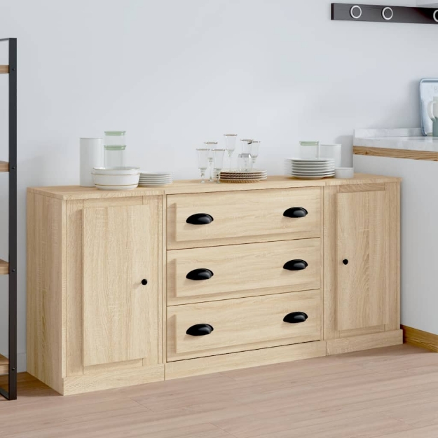 Credenze 3 pz Rovere Sonoma in Legno Multistrato