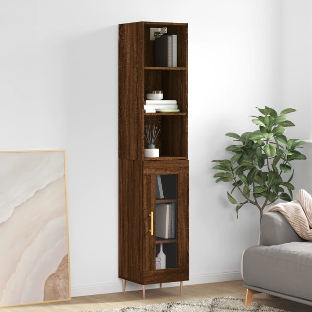 Credenza Rovere Marrone 34,5x34x180 cm in Legno Multistrato