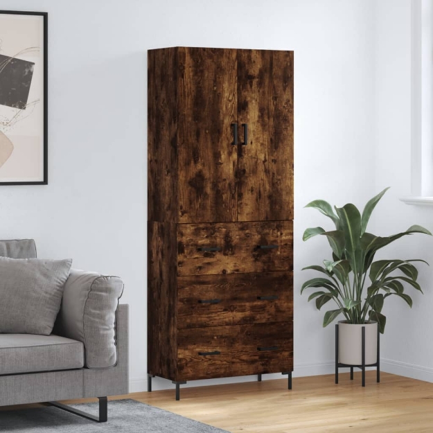 Credenza Rovere Fumo  69,5x34x180 cm in Legno Multistrato