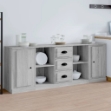 Credenze 3 pz Grigio Sonoma in Legno Multistrato