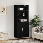 Credenza Nera 69,5x34x180 cm in Legno Multistrato