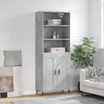 Credenza Grigio Cemento 69,5x34x180 cm in Legno Multistrato