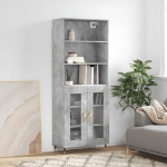 Credenza Grigio Cemento 69,5x34x180 cm in Legno Multistrato