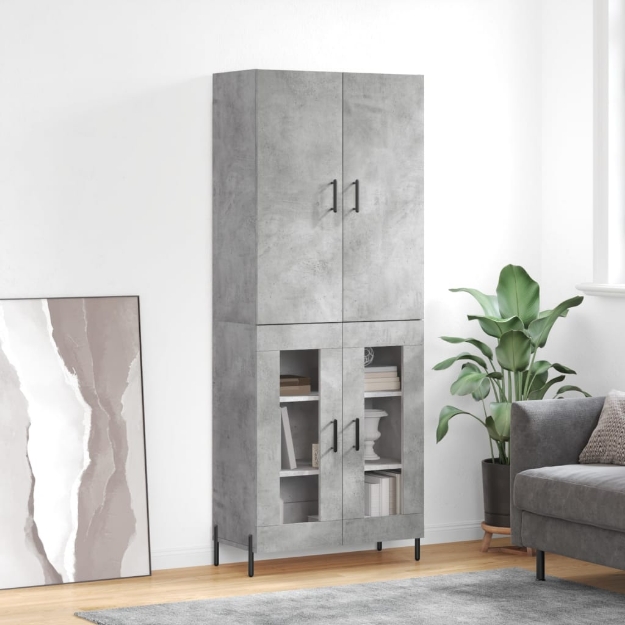 Credenza Grigio Cemento 69,5x34x180 cm in Legno Multistrato