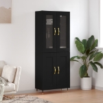Credenza Nera 69,5x34x180 cm in Legno Multistrato