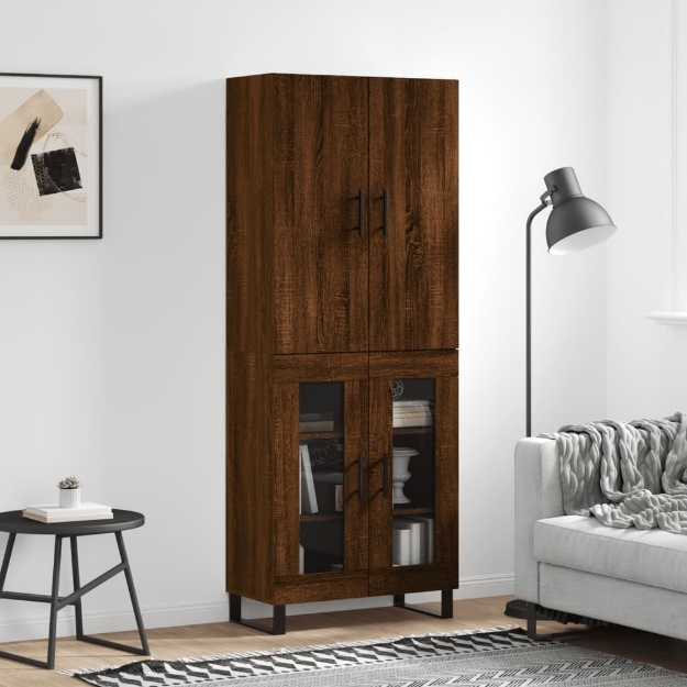 Credenza Rovere Marrone 69,5x34x180 cm in Legno Multistrato