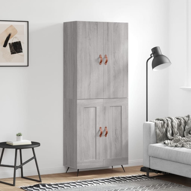 Credenza Grigio Sonoma 69,5x34x180 cm in Legno Multistrato