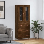 Credenza Rovere Marrone 69,5x34x180 cm in Legno Multistrato