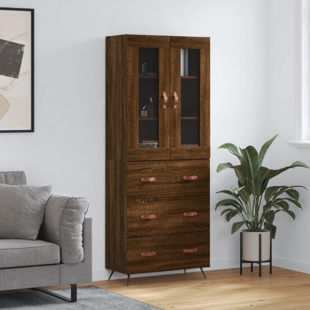 Credenza Rovere Marrone 69,5x34x180 cm in Legno Multistrato