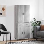 Credenza Grigio Sonoma 69,5x34x180 cm in Legno Multistrato