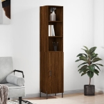 Credenza Rovere Marrone 34,5x34x180 cm in Legno Multistrato