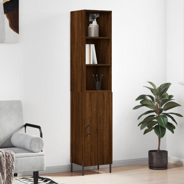 Credenza Rovere Marrone 34,5x34x180 cm in Legno Multistrato