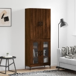 Credenza Rovere Marrone 69,5x34x180 cm in Legno Multistrato