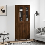 Credenza Rovere Marrone 69,5x34x180 cm in Legno Multistrato