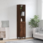 Credenza Rovere Marrone 34,5x34x180 cm in Legno Multistrato