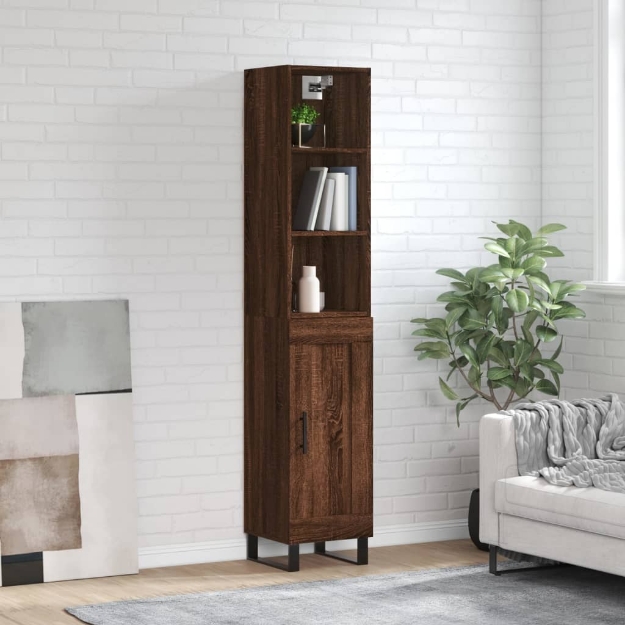 Credenza Rovere Marrone 34,5x34x180 cm in Legno Multistrato