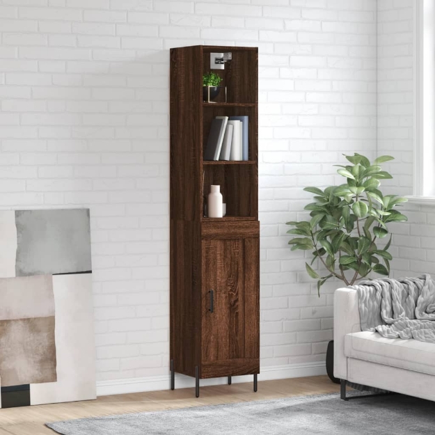 Credenza Rovere Marrone 34,5x34x180 cm in Legno Multistrato