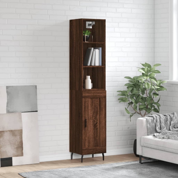 Credenza Rovere Marrone 34,5x34x180 cm in Legno Multistrato