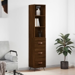 Credenza Rovere Marrone 34,5x34x180 cm in Legno Multistrato