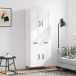 Credenza Bianco Lucido 69,5x34x180 cm in Legno Multistrato