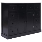 Credenza con 10 Cassetti Nera 113x30x79 cm in Legno