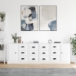 Credenze 3 pz Bianco Lucido in Legno Multistrato