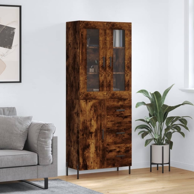 Credenza Rovere Fumo  69,5x34x180 cm in Legno Multistrato