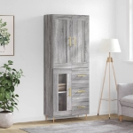 Credenza Grigio Sonoma 69,5x34x180 cm in Legno Multistrato