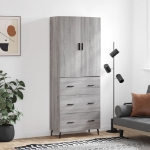 Credenza Grigio Sonoma 69,5x34x180 cm in Legno Multistrato