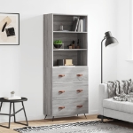 Credenza Grigio Sonoma 69,5x34x180 cm in Legno Multistrato