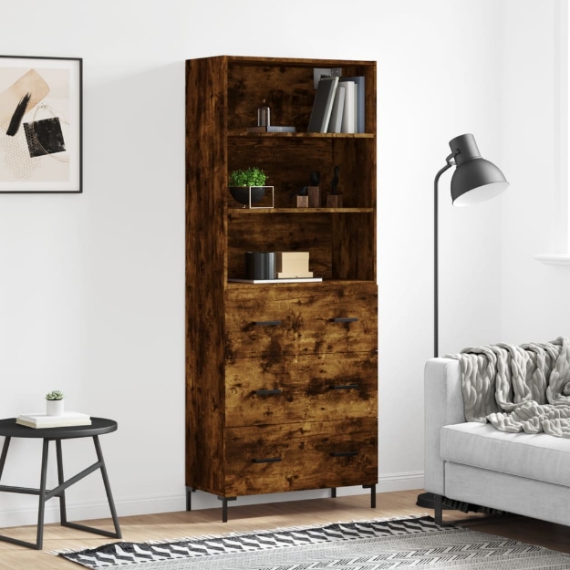 Credenza Rovere Fumo  69,5x34x180 cm in Legno Multistrato