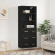 Credenza Nera 69,5x34x180 cm in Legno Multistrato