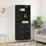 Credenza Nera 69,5x34x180 cm in Legno Multistrato