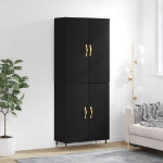 Credenza Nera 69,5x34x180 cm in Legno Multistrato