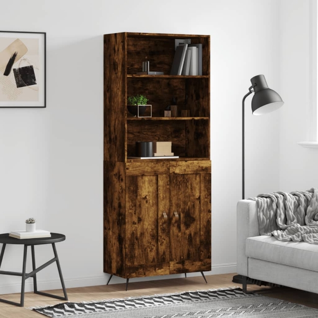 Credenza Rovere Fumo  69,5x34x180 cm in Legno Multistrato