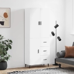 Credenza Bianca 69,5x34x180 cm in Legno Multistrato